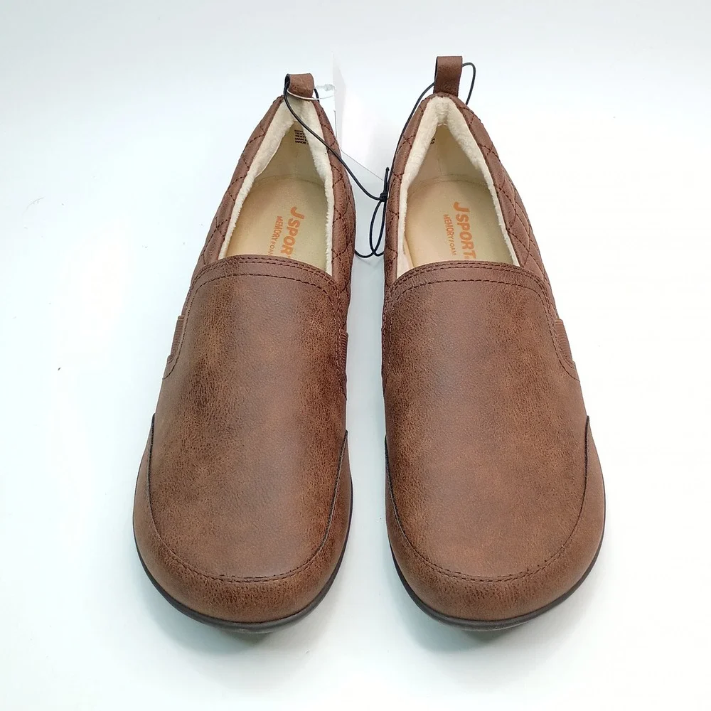 J Sport Lisa Slip On Women Size‎ 11 Brown Quilted Memory Foam Loafer
